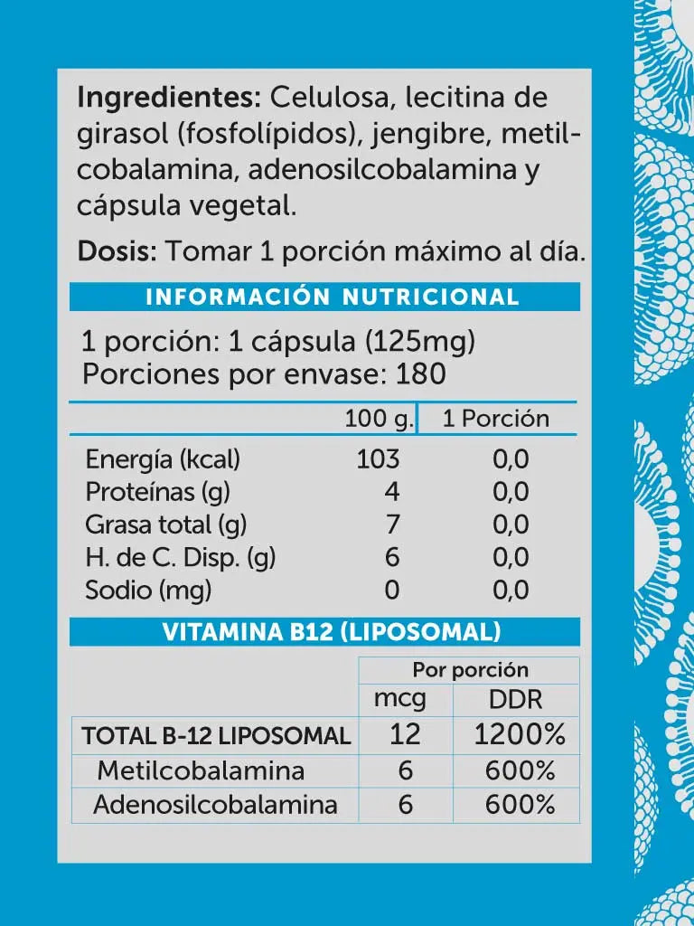 Vitamina B12 Liposomal 180 cápsulas