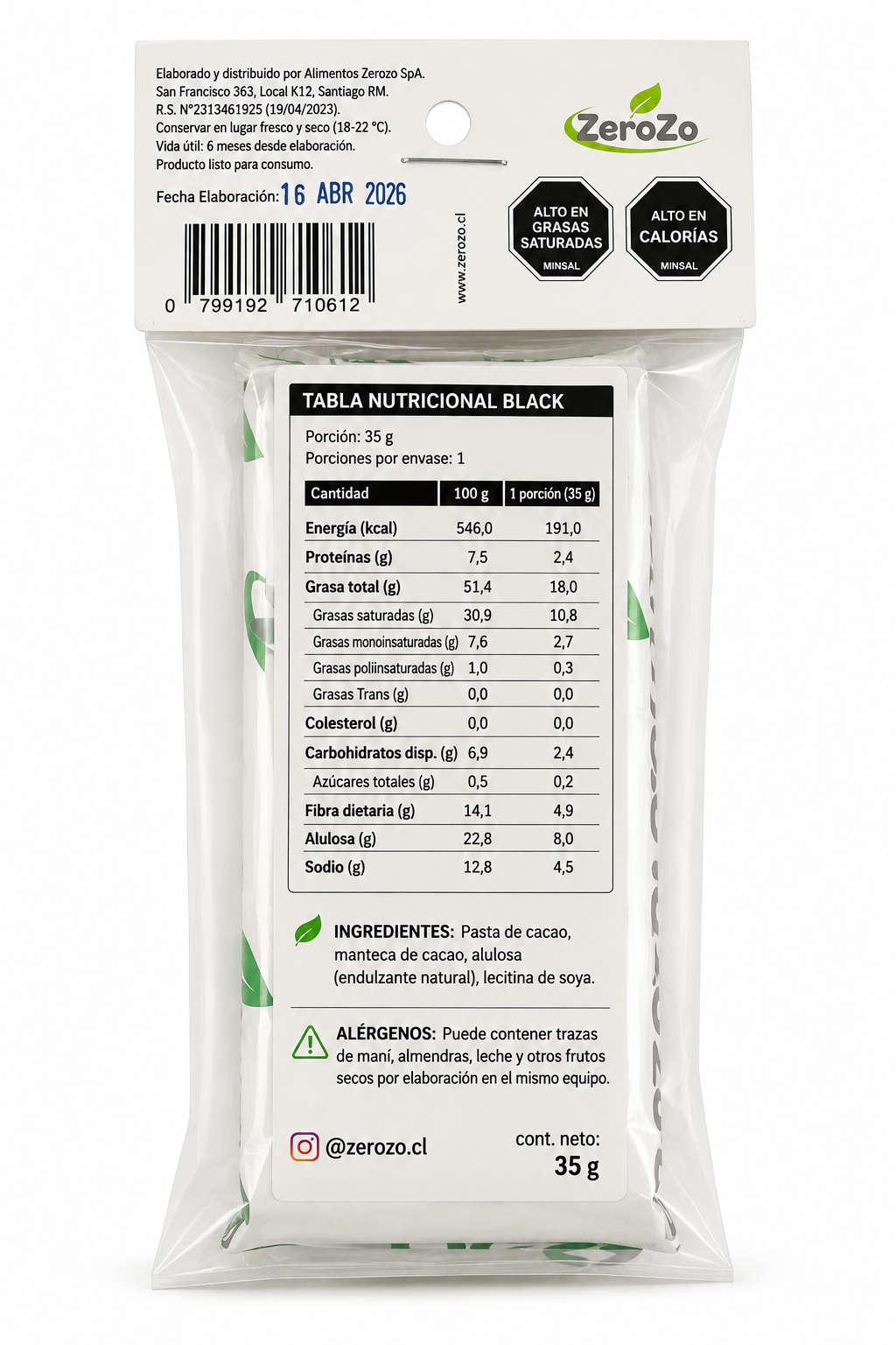 Chocolate Sin Azúcar con Proteína 57% Cacao | Zerozo 35 g