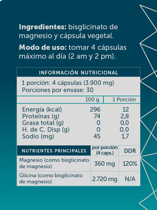 Magnesio Bisglicinato Pure 120 cápsulas