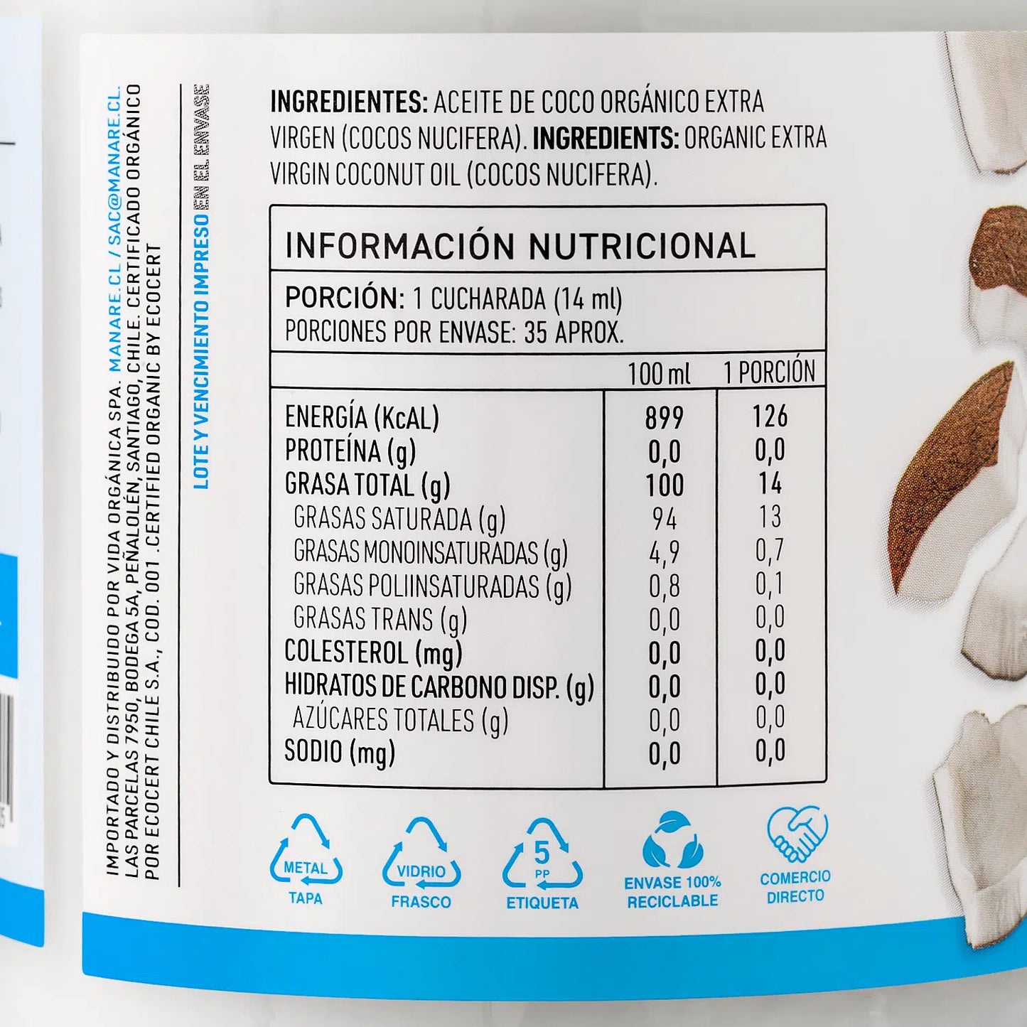 Aceite de Coco orgánico 500ml