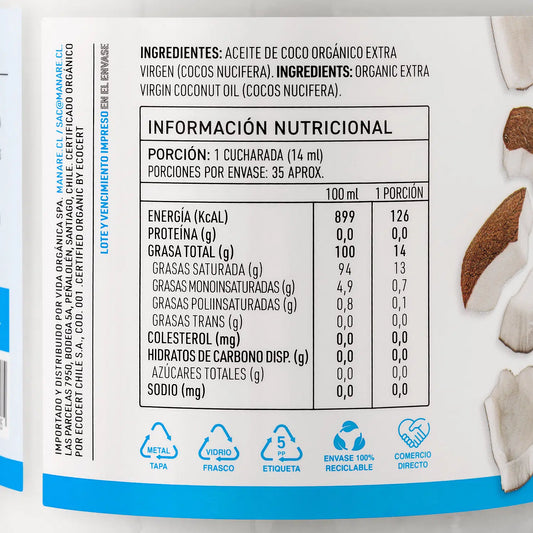 Aceite de Coco orgánico 500ml