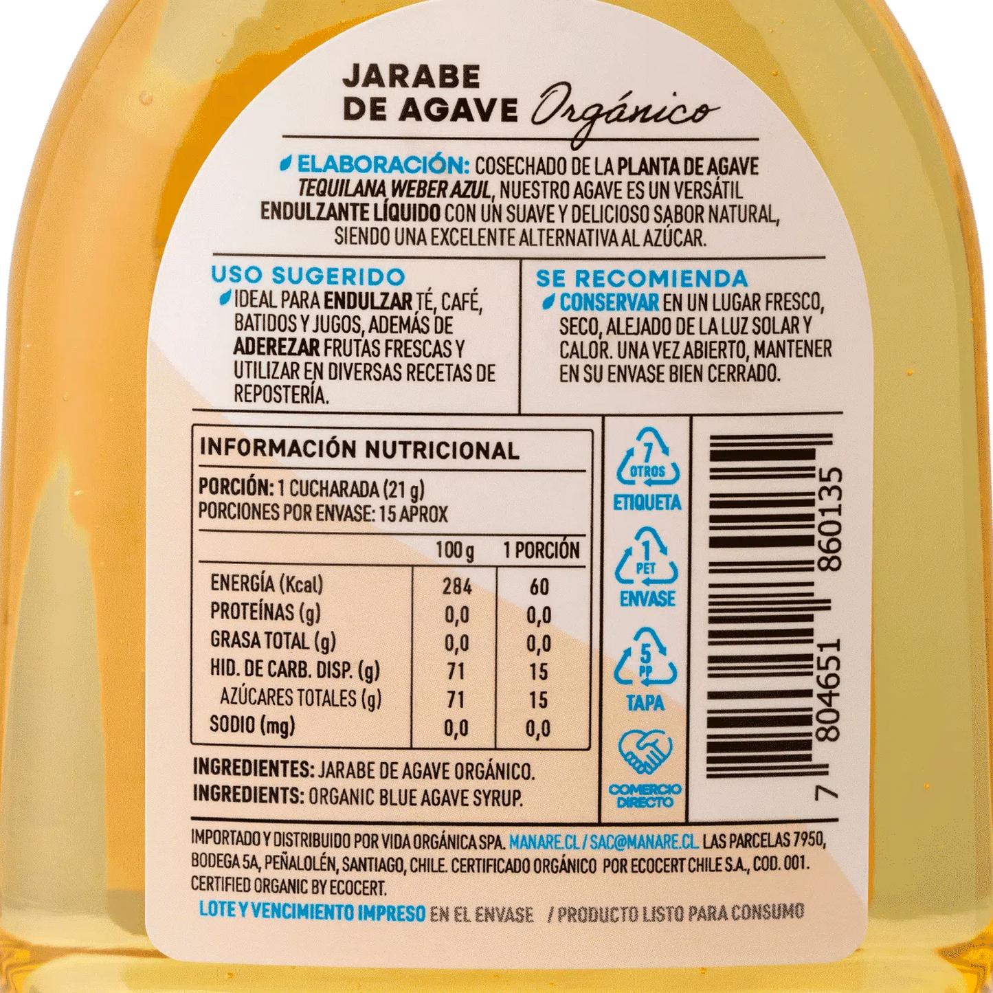 Jarabe de Agave 330g Orgánico