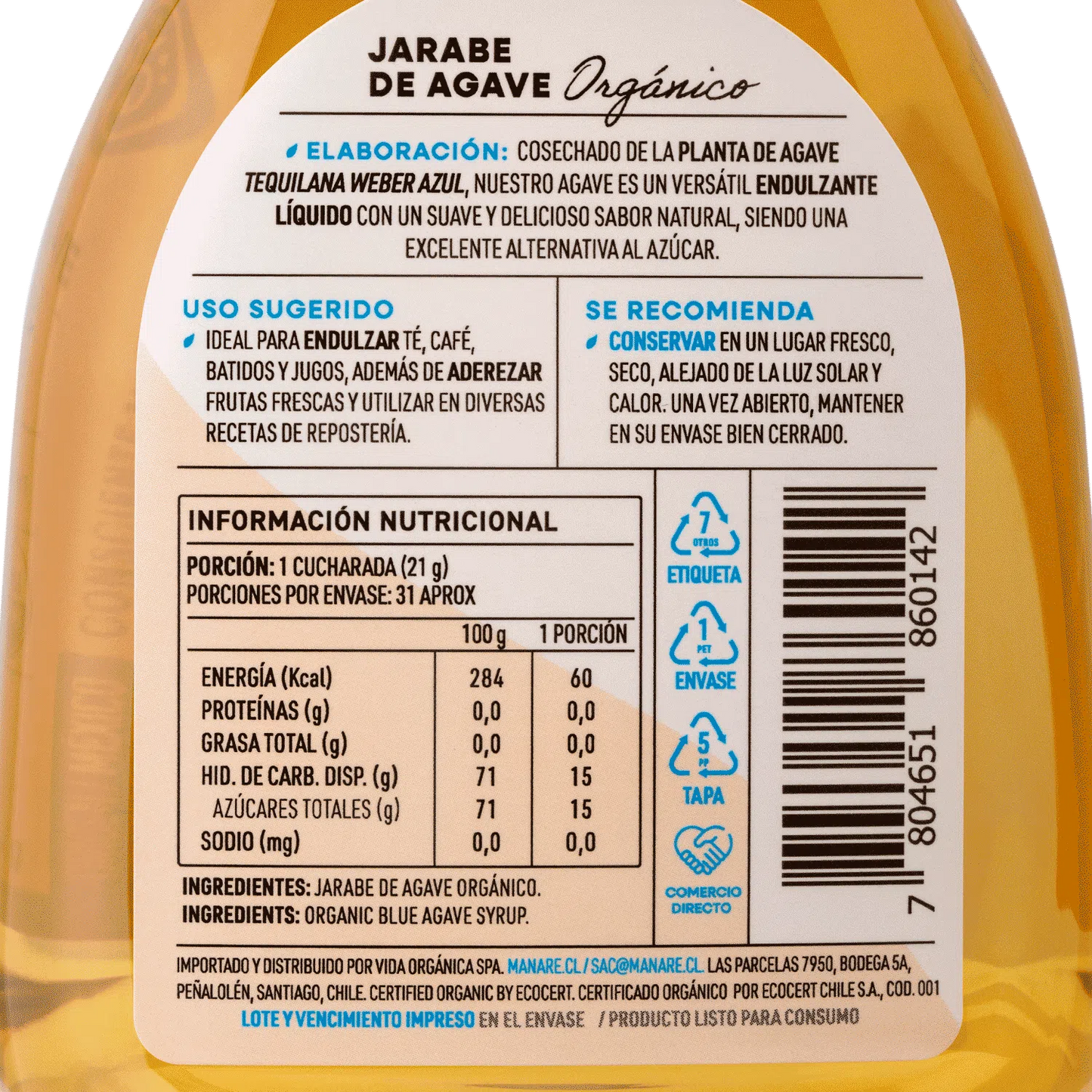 Jarabe de Agave 660g Orgánico