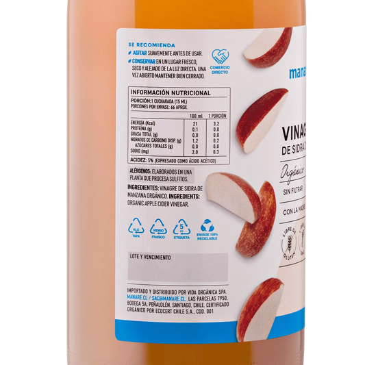Vinagre de Sidra de Manzana 1 lt Orgánico