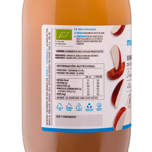 Vinagre Manzana 500ml Orgánico