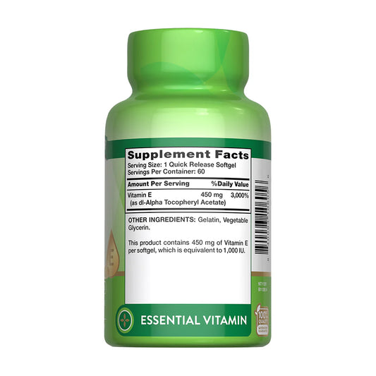 Vitamina E 450 mg (1000 UI) – 60 Cápsulas Blandas