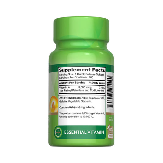 Vitamina A 3.000 mcg (10.000 UI) – 100 Cápsulas Blandas