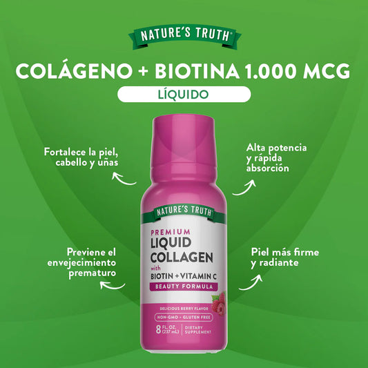 Colágeno Líquido + Biotina 1.000 mcg – 237 mL