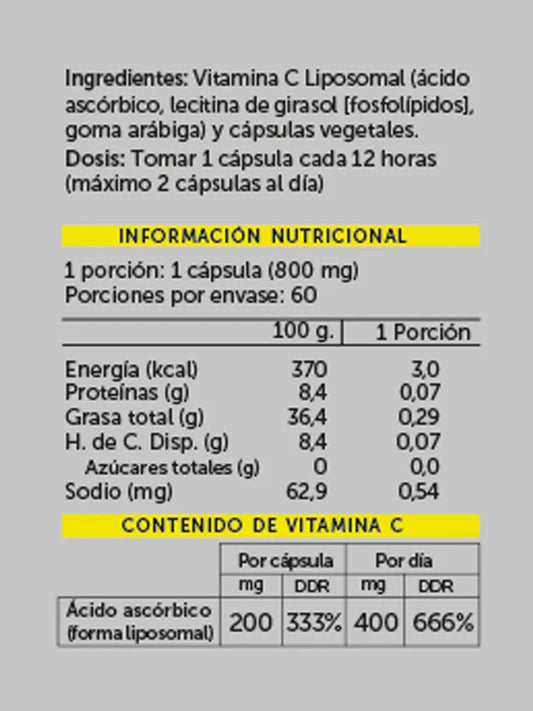 Vitamina C Plus Liposomal 1000 mg – 60 cápsulas