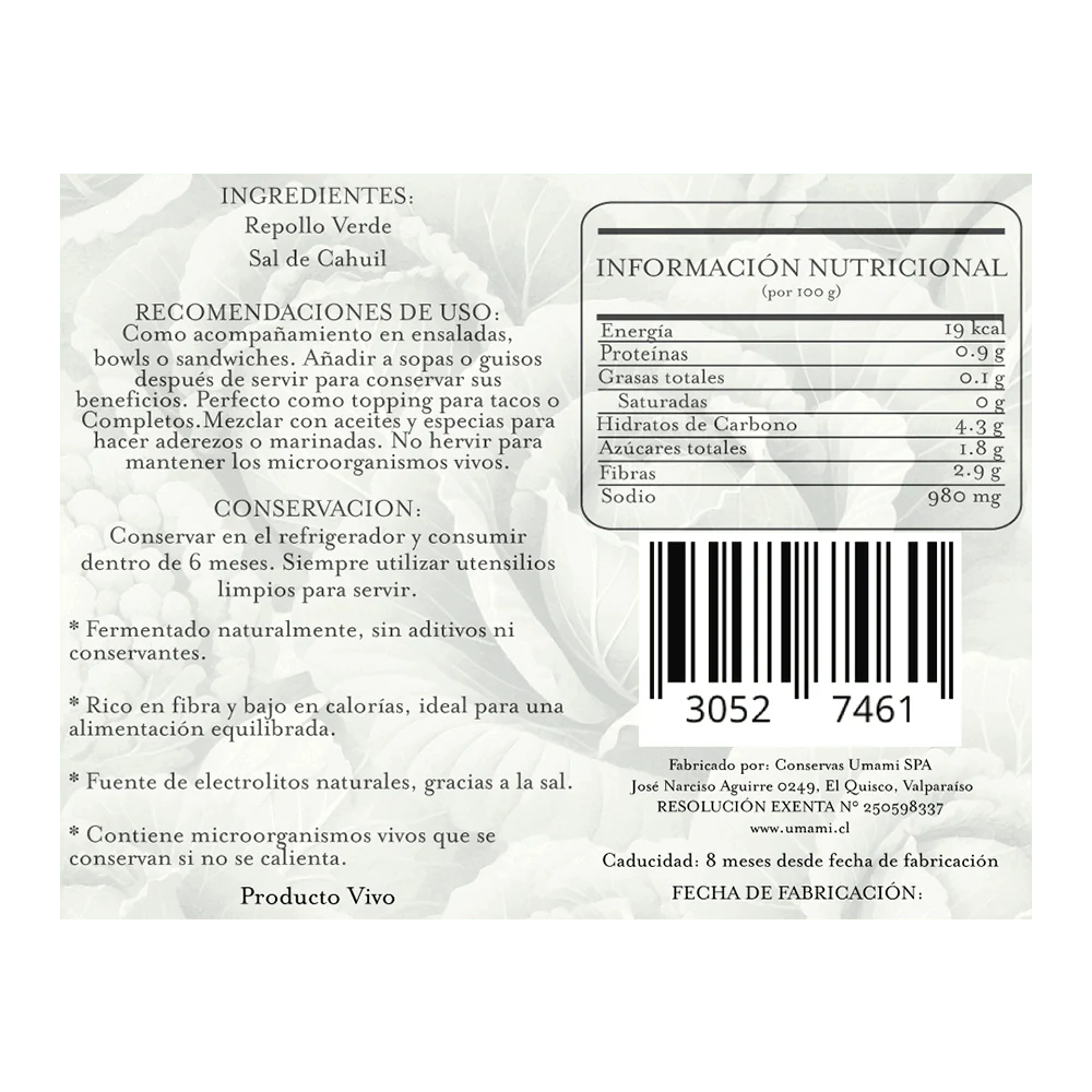 Chucrut Natural Probiótico 950gr