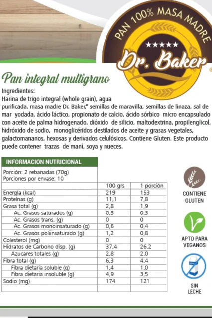 Pan Larga Vida Integral Multigrano — 725g