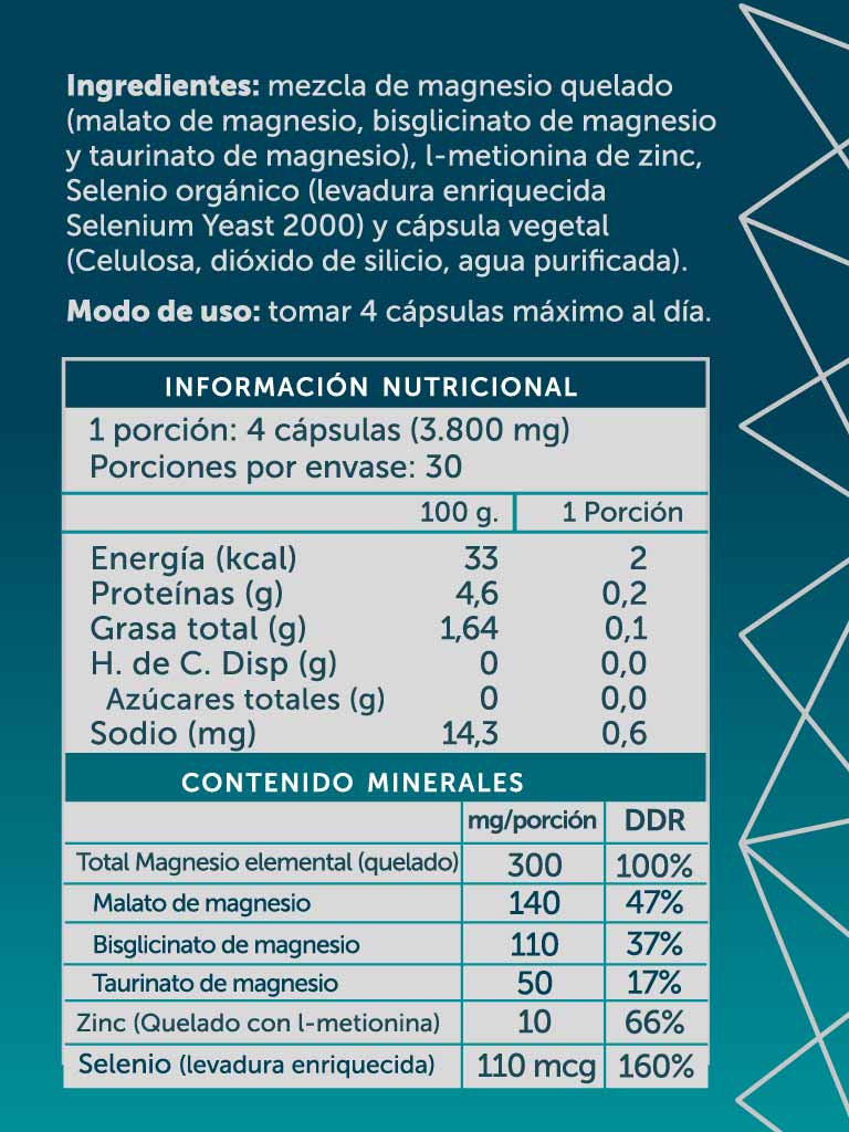 Triple Magnesio Quelado + Zinc 120 cápsulas