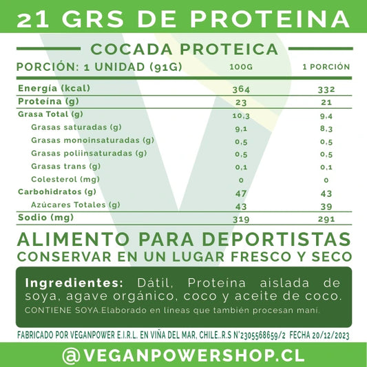 Cocada Proteica 21g Proteína Sin Frutos Secos | Vegan Power