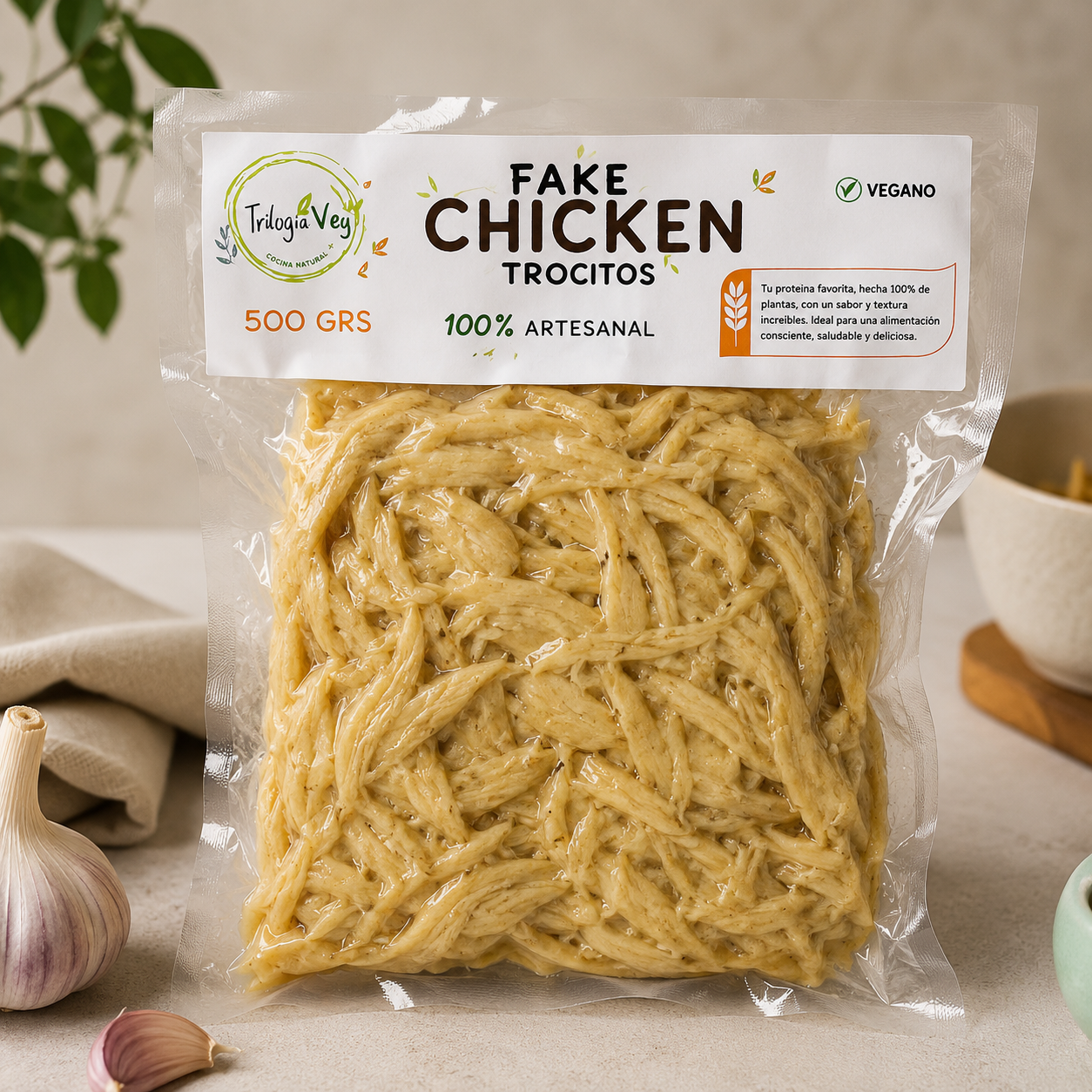Seitán No Pollo Desmenuzado 500 g | Alternativa Vegetal al Pollo | Vida Natura