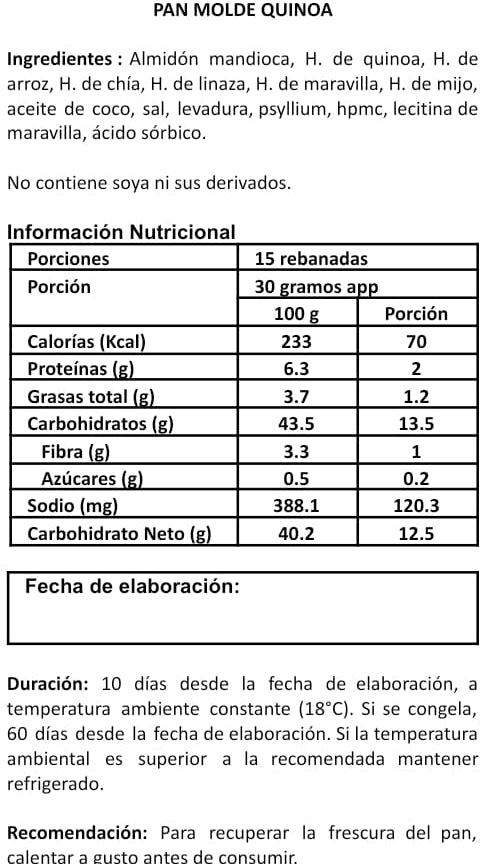 Pan Sin Gluten Certificado COACEL | Artesanal | Vida Natura Chile