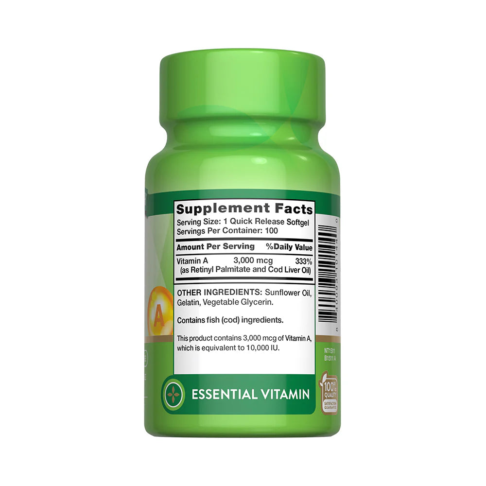 Vitamina A 3.000 mcg (10.000 UI) – 100 Cápsulas Blandas