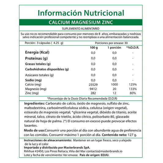 Calcio Magnesio Zinc – 90 Cápsulas