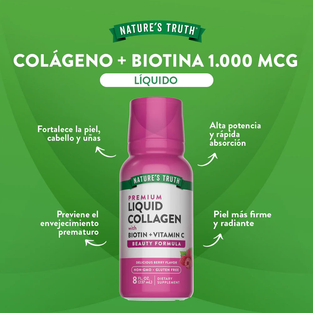 Colágeno Líquido + Biotina 1.000 mcg – 237 mL