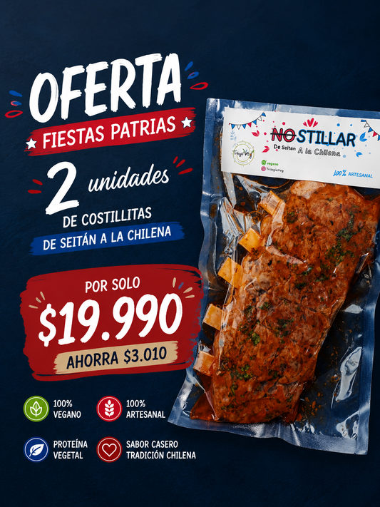 Pack 2 Costillitas de Seitán a la Chilena 500 g – Fiestas Patrias 🇨🇱