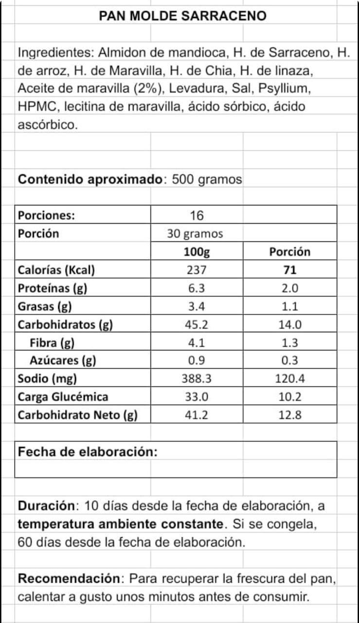 Pan sin gluten Sarraceno 500gr