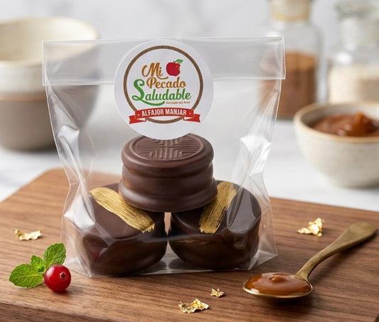 Mini Alfajores (3 unidades)&nbsp; Manjar – sin azúcar y sin trigo
