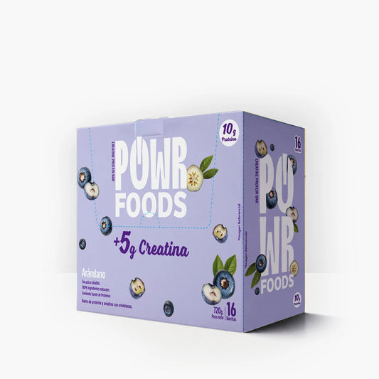 Caja 16 Creatine Protein Bars Arándanos 45 g – POWR Foods